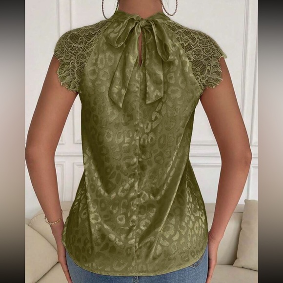 Classic Elegant Eyelash Lace Sleeve Top Blouse Shirt - Picture 6 of 6